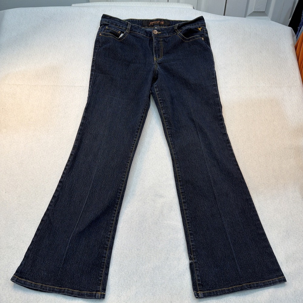 Grane Jeans Juniors‎ Size 15  Dark Wash Bootcut Stretch Denim Embroidered READ